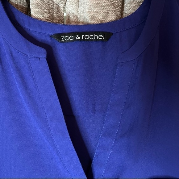 Zac & Rachel Purple Flowy Cuffed Sleeve Tunic Blouse Size Large - Picture 7 of 16